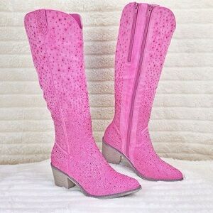 Hot Pink Tall Boots Whiskey Darling Boutique Pierre Dumas ts Size 6.5 Woman